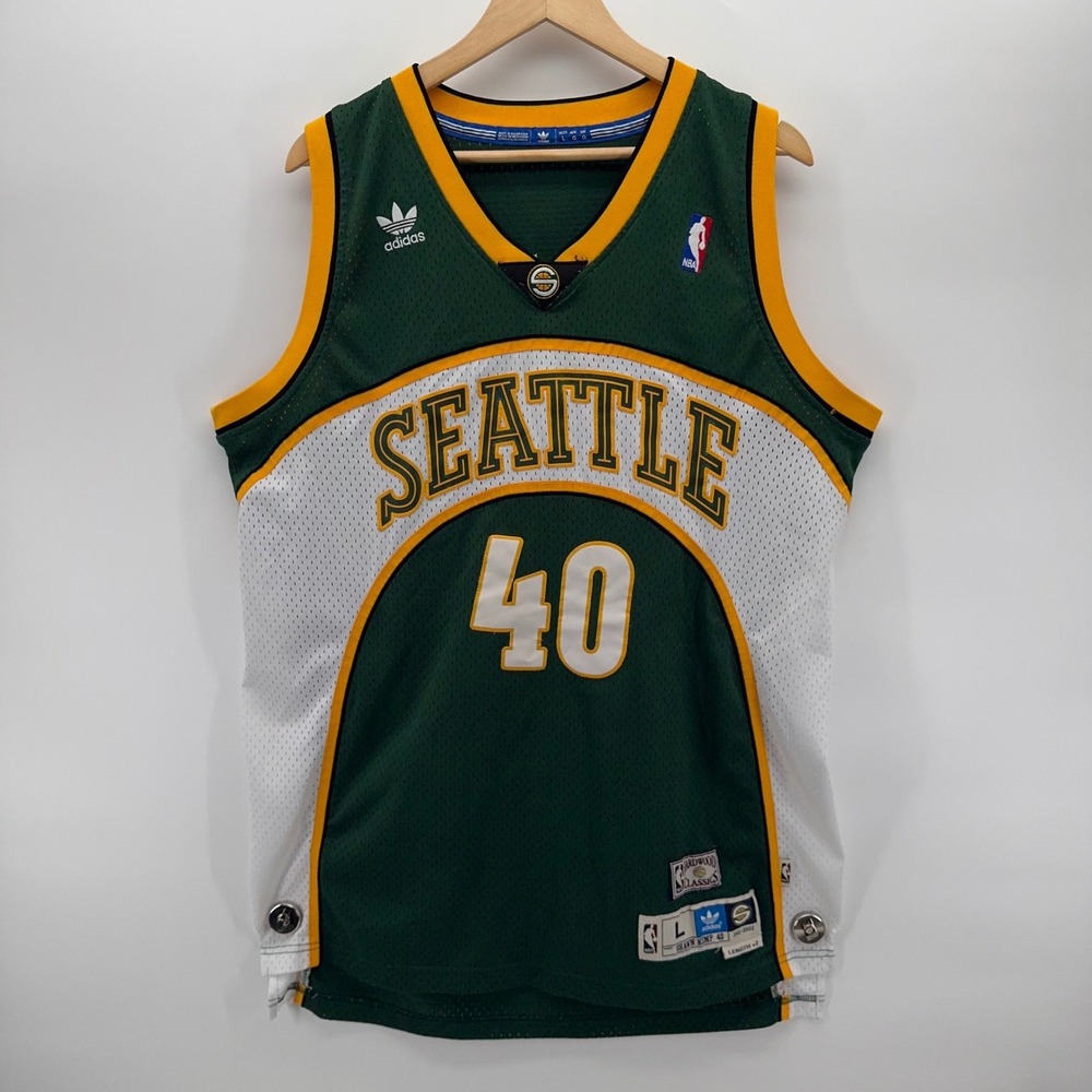 Vtg Adidas Shawn Kemp SuperSonics Jersey Mens L #40 Green Hardwood Classics NBA